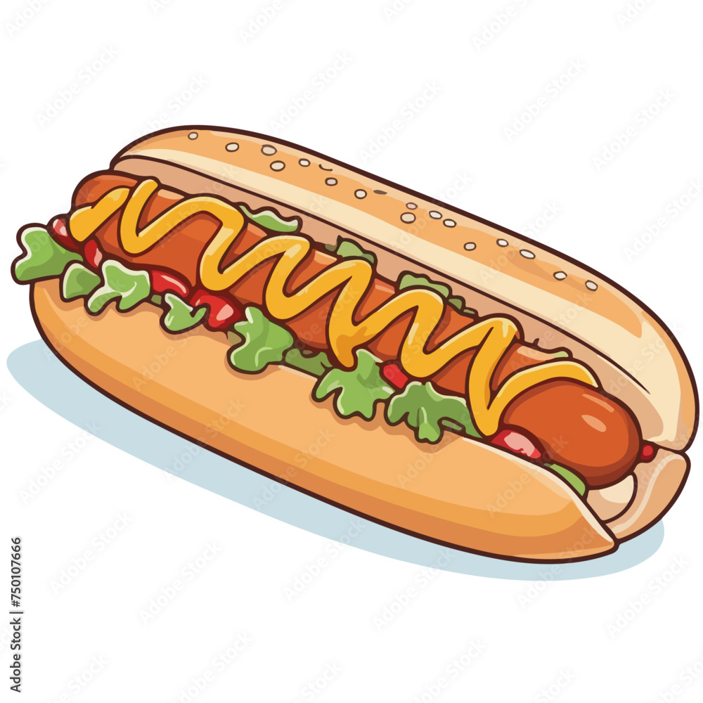 Illustrated Hotdog | Perfect for menu card of fastfood restaurant or food-truck advertical Illustrated Hotdog | Perfect for menu card of fastfood restaurant or food-truck advertical