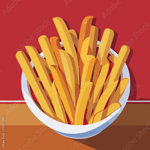 Illustrated French Fries | Perfect for menu card of fastfood restaurant or food-truck advertical