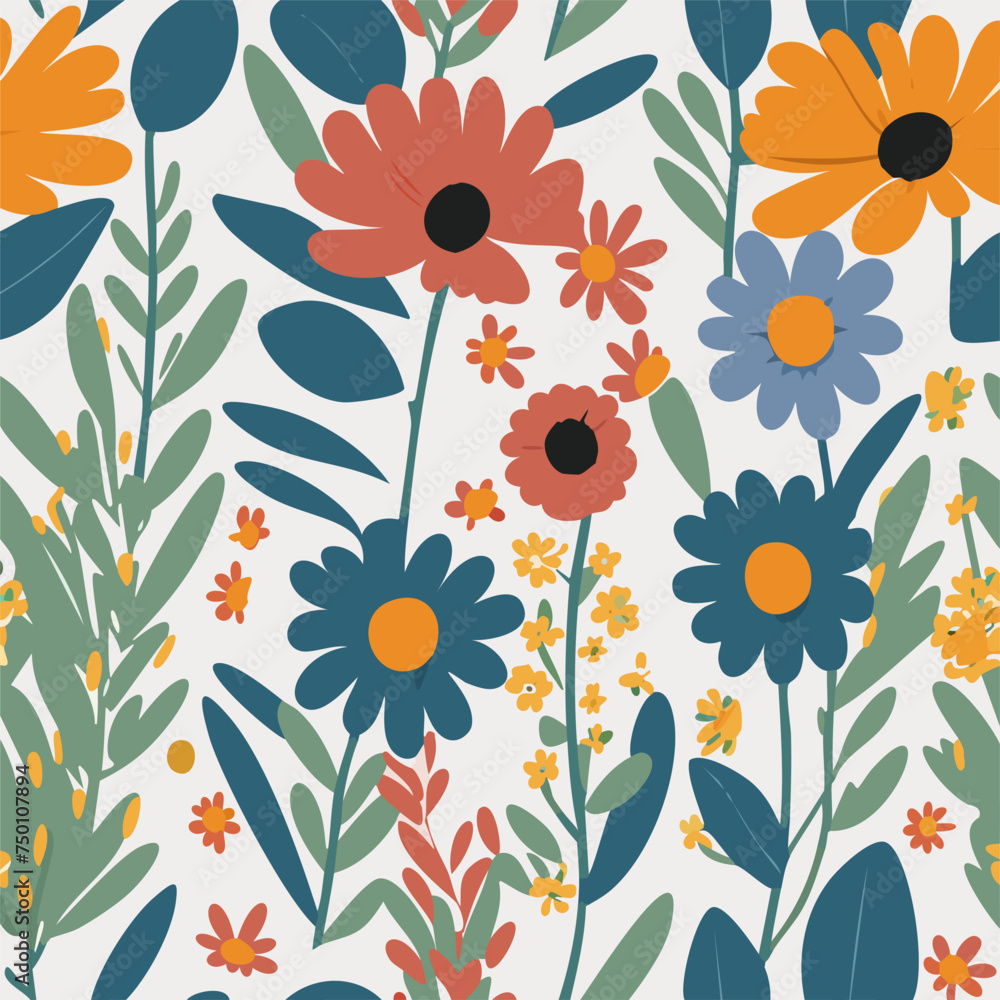Seamless pattern with flowers