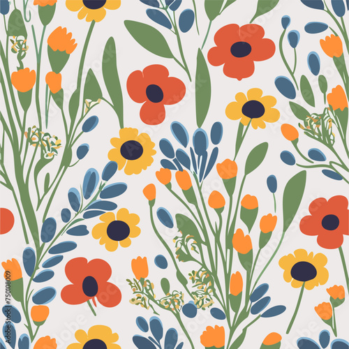 Seamless pattern with flowers photo