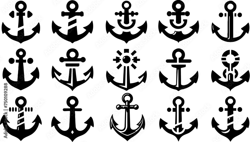 Nautical Emblems: Diverse Anchors and Maritime Symbols