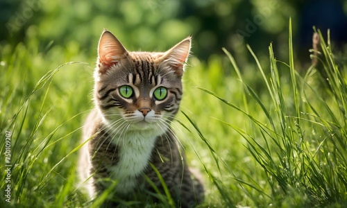 Cat chasing in the tall grass.