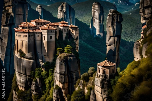 house on the mountains, Embark on a journey to the mystical monasteries suspended over the ancient rocks of Meteora, Greece