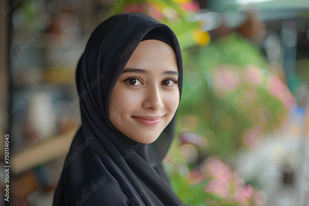 Photo a beautiful 20 years old malay hijab with big eye and smile, facebook profile, house background Photo a beautiful 20 years old malay hijab with big eye and smile, facebook profile, house background