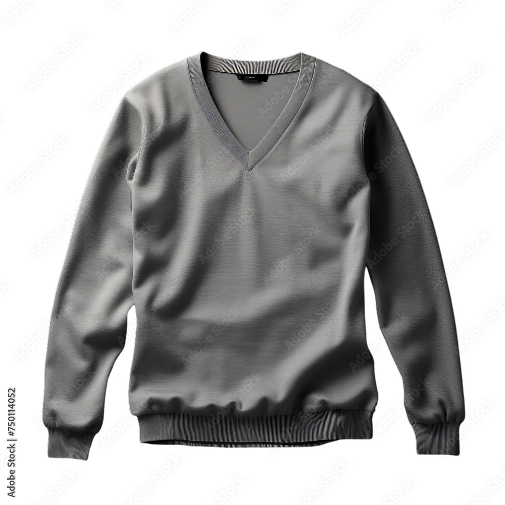 isolatClassic Grey V-Neck Sweater: A timeless essential for the modern man's wardrobe. This versatile piece exudes effortless style and comfort. ed on transparent background, png isolatClassic Grey V-Neck Sweater: A timeless essential for the modern man's wardrobe. This versatile piece exudes effortless style and comfort. ed on transparent background, png
