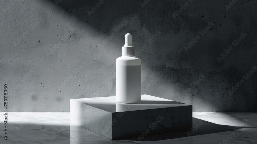 Elegant Serum Bottle with Dropper on Marble Surface Elegant Serum Bottle with Dropper on Marble Surface