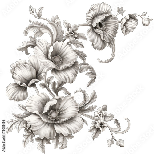 Isolated Elegance: Captivating Flowers on a Blank Canvas