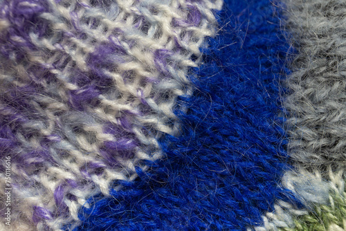 Wallpaper Mural Texture of a knitted element of a blue, melange and gray wool sock close up. Torontodigital.ca