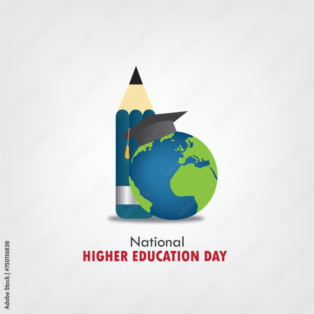 National Higher Education Day vector graphic is great for National Higher Education Day celebrations. flat design. flyer design. flat illustration. Simple and Elegant Design	