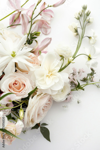 A sophisticated arrangement of exquisite flowers on white backdrop © Veniamin Kraskov