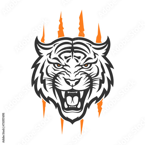 Tiger Illustration Clip Art Design Shape. Mascot Silhouette Icon Vector.