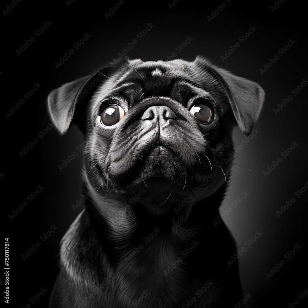 portrait of a black pug