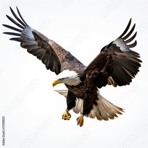 Majestic Eagle in Flight Isolated on White Background © MrJacki