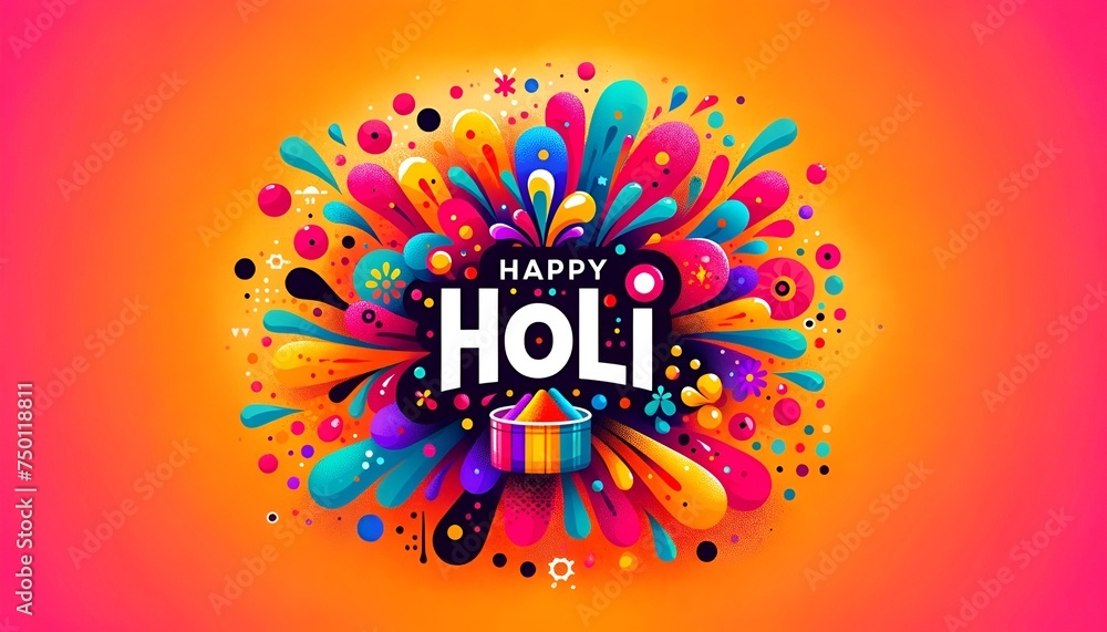 Obraz premium Illustration of poster for the holi with a background of vibrant rich splashing colors.