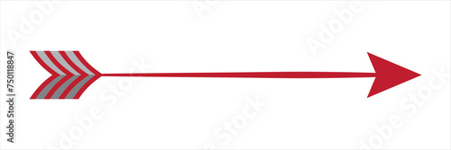 One long smooth straight thin bow arrow silhouette. Vector file illustration.