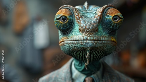 Anthropomorphic Business Chameleon  Humanized Corporate Reptile Concept Generative AI