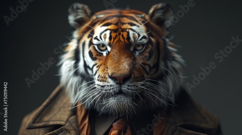 Anthropomorphic Tiger Businessman Concept Generative AI