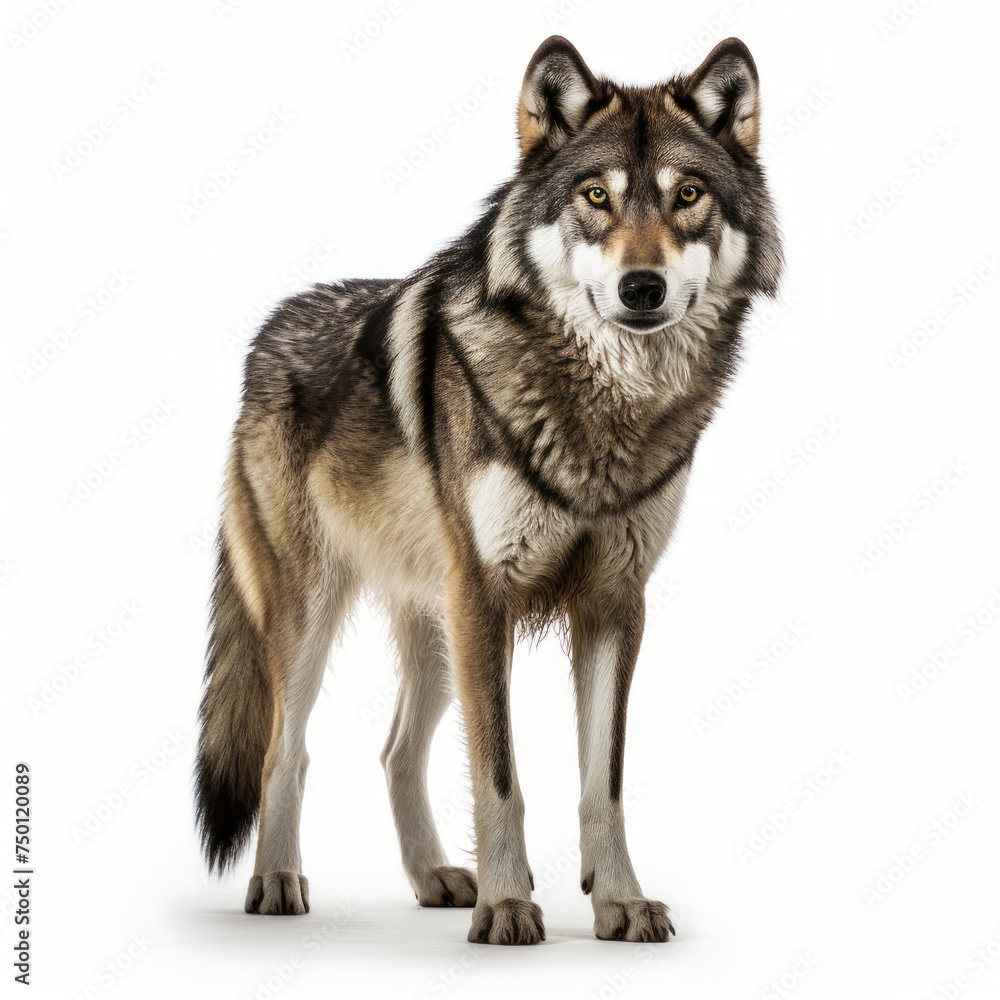 Portrait of a Majestic Wolf on white background