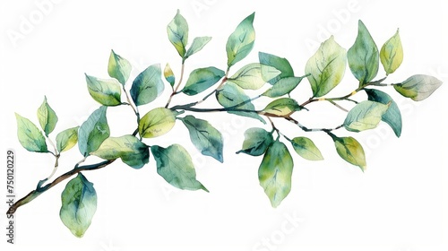 Watercolor Illustration of Branch and Garden Generative AI