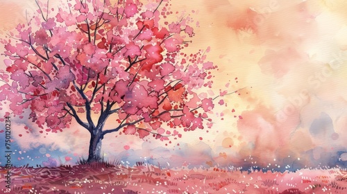 Spring Blossoms Watercolor Illustration Generative AI