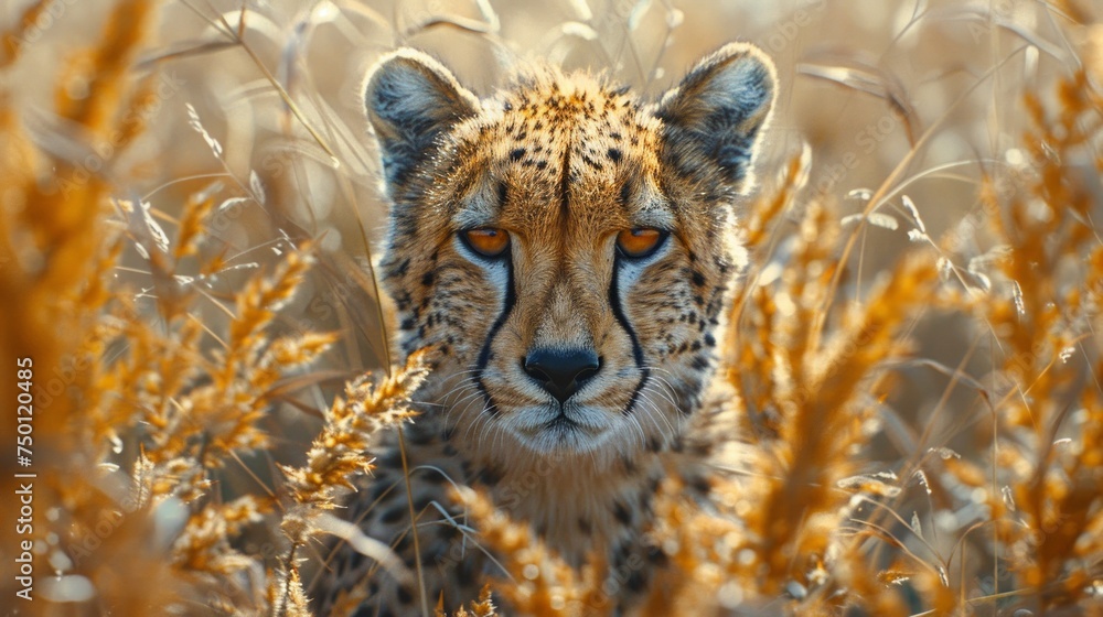 Obraz premium Cheetah in the Wild: A Majestic Sight Generative AI