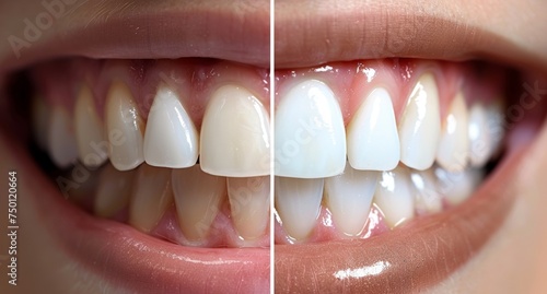 Split image comparison showing the remarkable results of teeth whitening treatment