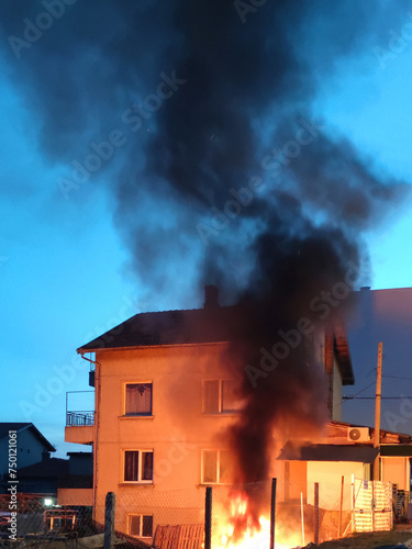 fire in the basement of a residential building