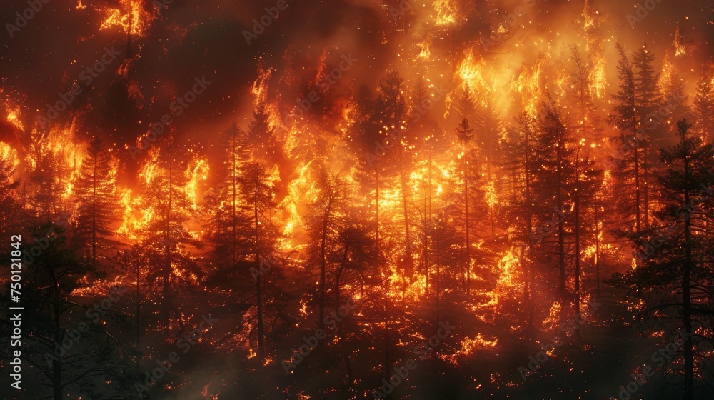 Summer Forest Fire During Dry Season Generative AI Summer Forest Fire During Dry Season Generative AI