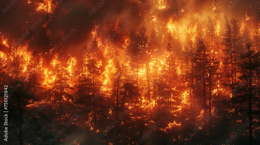 Summer Forest Fire During Dry Season Generative AI