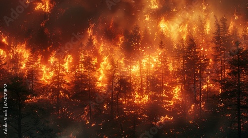 Summer Forest Fire During Dry Season Generative AI