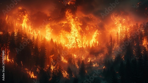 Summer Forest Fire During Dry Season Generative AI