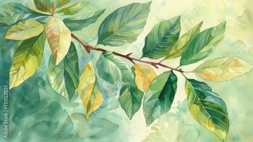 Walnut Tree in Watercolor Art Generative AI