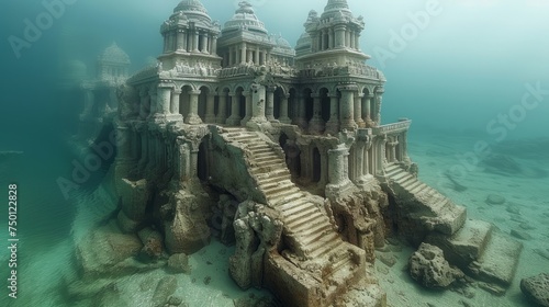 Underwater Ruins of the Legendary Atlantis: A Sunken Continent from Ancient History Generative AI