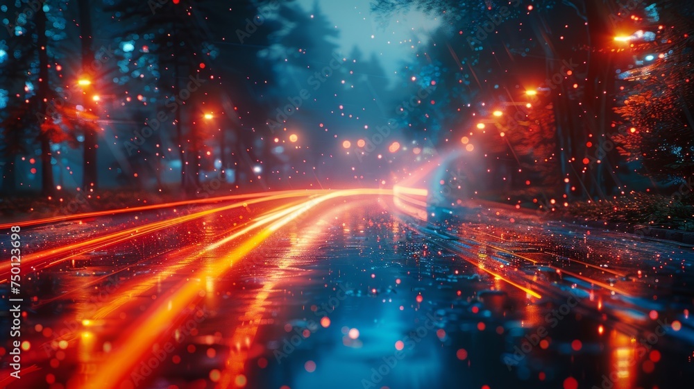 Vibrant Night City Lights in Motion Generative AI