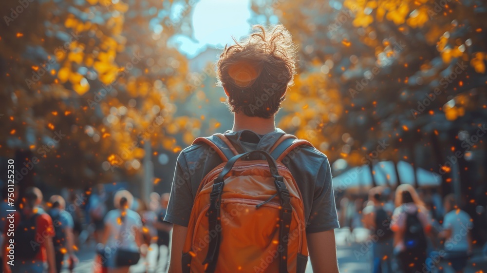 Student Celebrating Farewell to Summer - Back to School Concept Generative AI Student Celebrating Farewell to Summer - Back to School Concept Generative AI