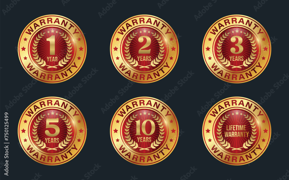 Warranty or Guarantee Gold Badge Vector Illustration