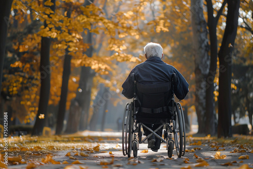 Senior man in wheelchair in the park