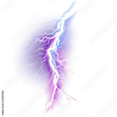Thunder, abstract techno Blue electric lighting effect isolated on transparent png. 