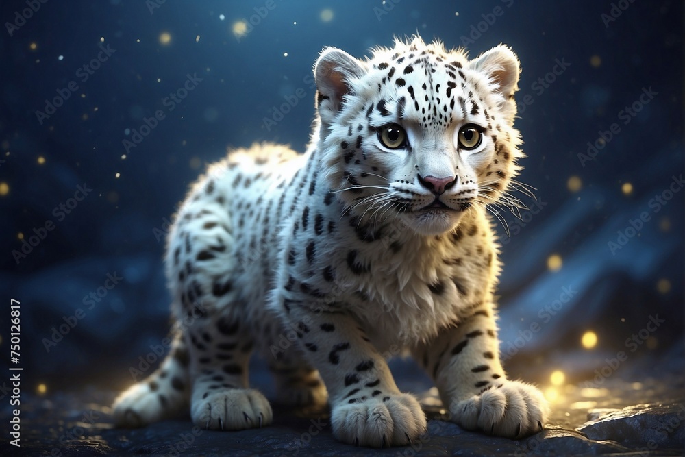 Magical Snow Leopard in a Shining Golden Aura Magical Snow Leopard in a Shining Golden Aura