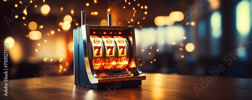 Big win at the casino with jackpot on slot machine  concept. Concept Casino Jackpot, Big Win, Slot Machine, Celebration, Lucky Day photo