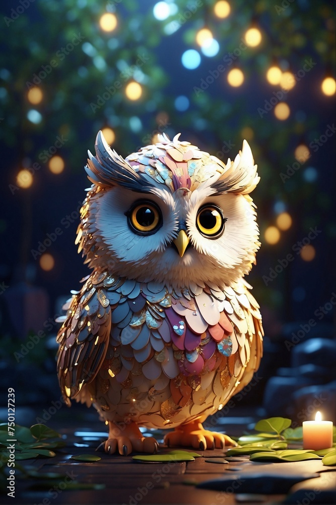 Magical Owl with a Glowing Golden Aura in the Dark Silence Magical Owl with a Glowing Golden Aura in the Dark Silence
