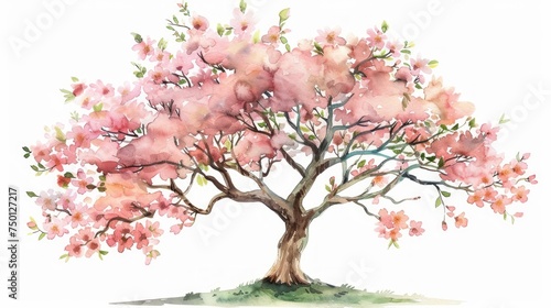 Spring Cherry Blossom Family Tree Illustration Generative AI © Alex