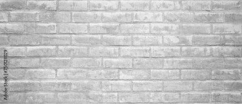 White gray light damaged rustic brick wall brickwork stonework masonry wallpaper, texture background banner panorama, seamless pattern