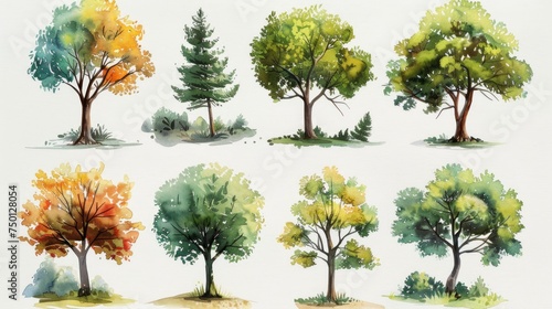 Hand-Drawn Tree Collection for Forest Art Generative AI © Alex