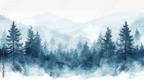 Winter Whimsy: Watercolor Forest Landscape Generative AI © Alex