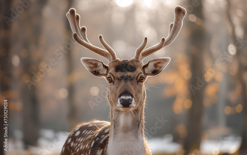 Deer front view close up. Generative AI