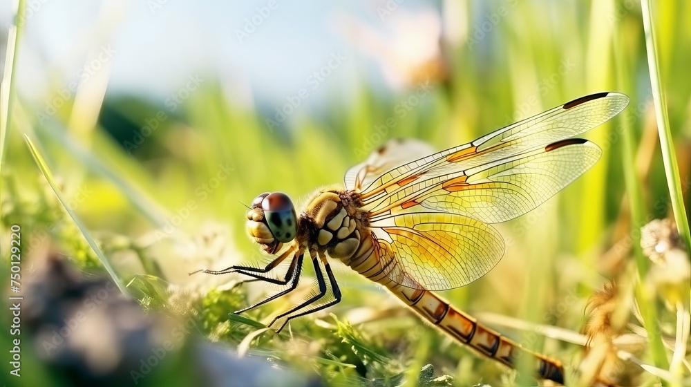 Beautiful nature is depicted in macro shots of a dragonfly, showcasing intricate wing details. Beautiful nature is depicted in macro shots of a dragonfly, showcasing intricate wing details.