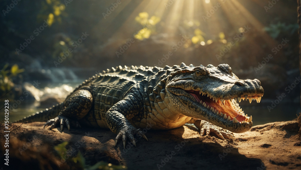 Krokodil im Abendlicht Krokodil im Abendlicht