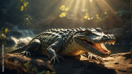 Krokodil im Abendlicht