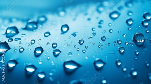 Blue-toned water drops create a tranquil scene.